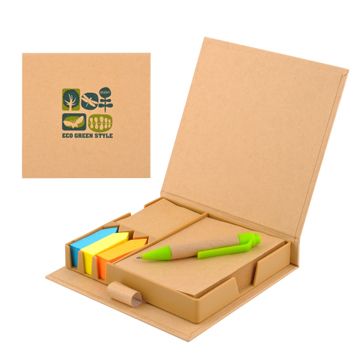 Eco-Friendly Sticky Notes Set With Pen