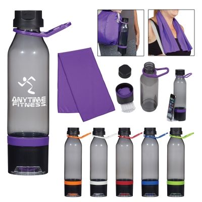 450ml Plastic Water Bottle With Phone Holder And Cooling Towel