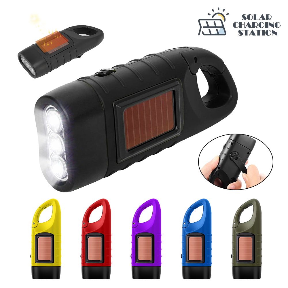 3 LED Solar Powered Crank Flashlight