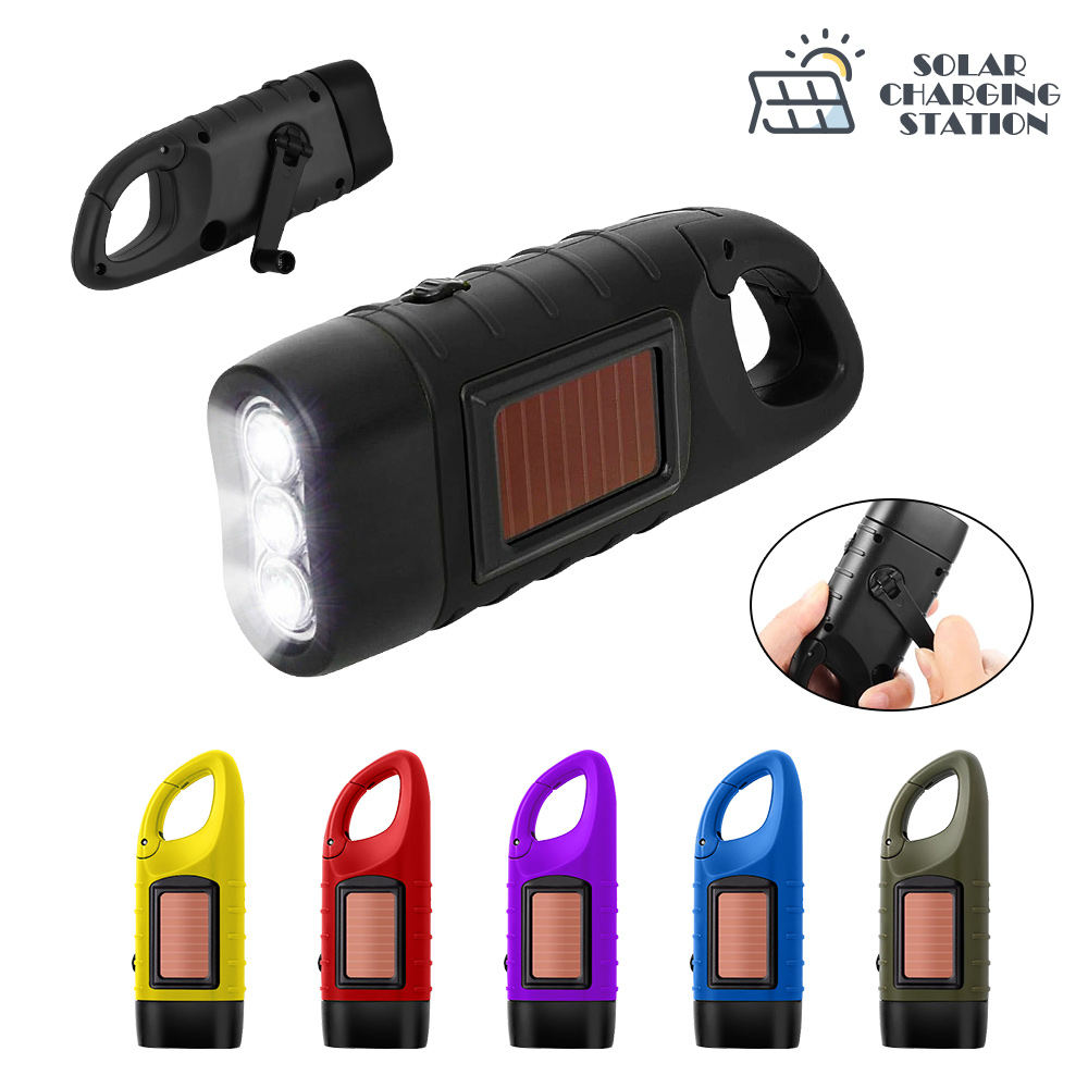 3 LED Solar Powered Crank Flashlight